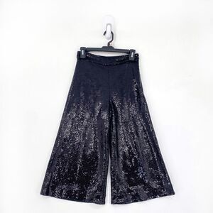 Maje Women 36 S Sequin Wide Leg Culottes Black Gaucho Cropped Pants NEW